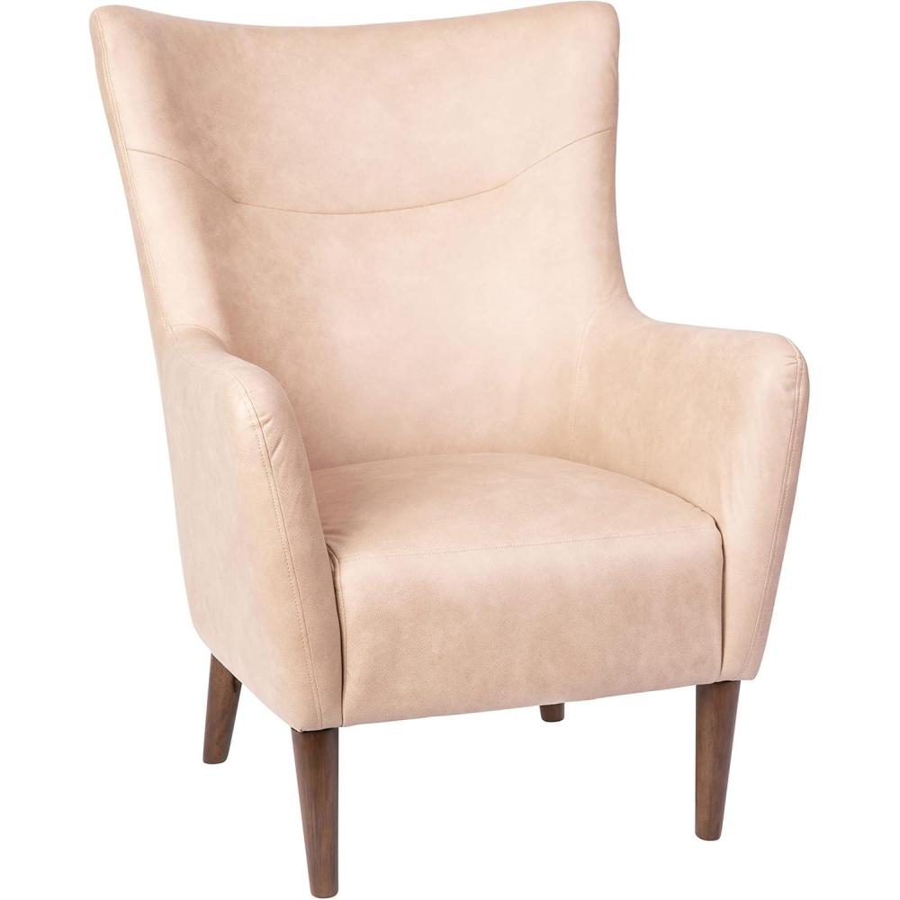 imageFlash Furniture Connor Traditional Wingback Accent Chair Commercial Grade Faux Leather Upholstery and Wooden Frame and Legs Dark BrownLight Brown