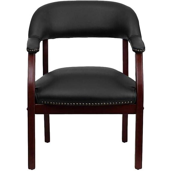 imageFlash Furniture Diamond Black LeatherSoft Conference Chair with Accent Nail TrimBlack Vinyl