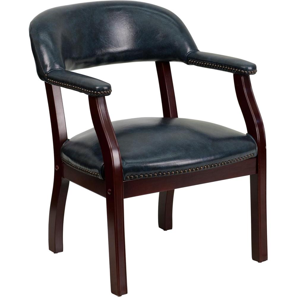 imageFlash Furniture Diamond Black LeatherSoft Conference Chair with Accent Nail TrimNavy Vinyl