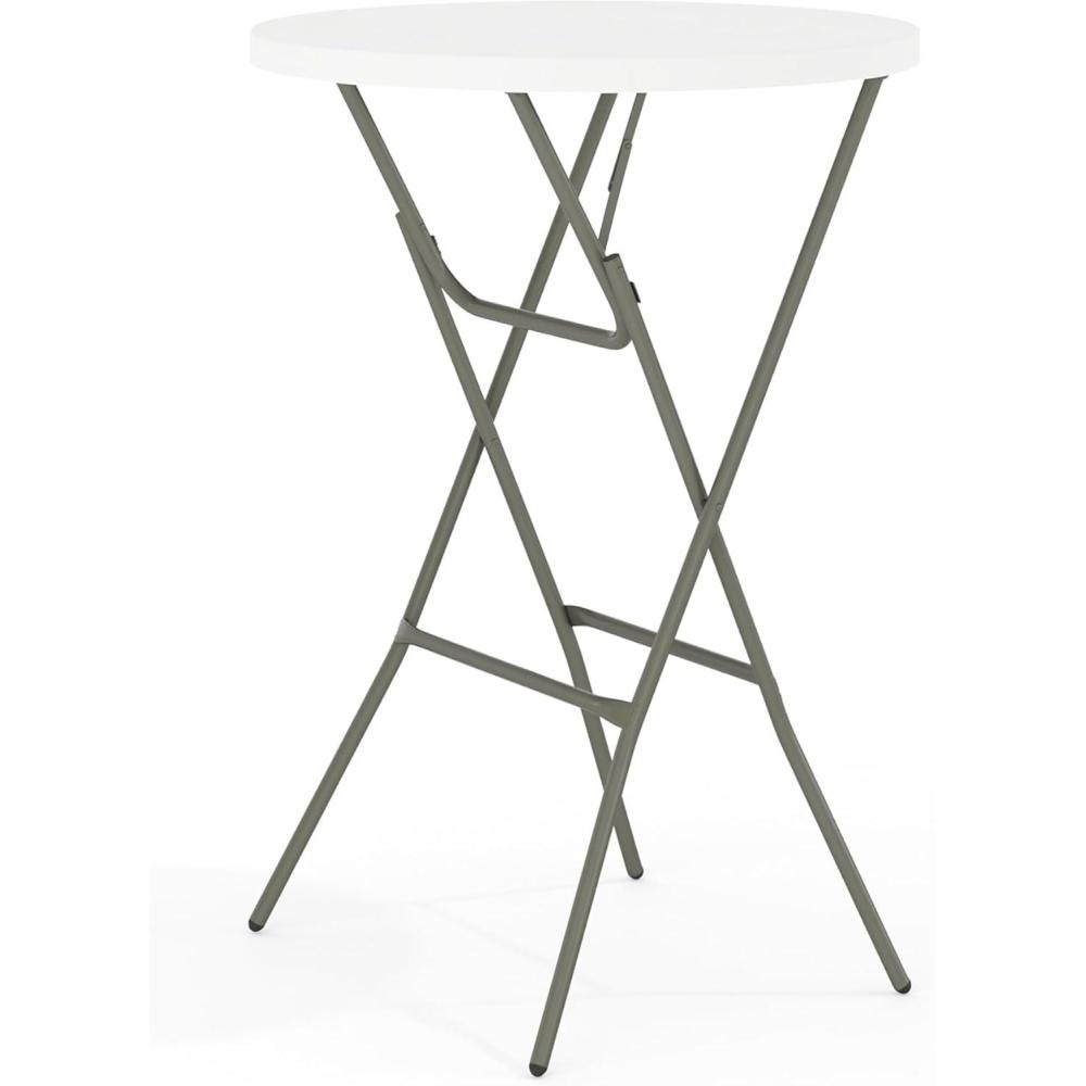 imageFlash Furniture Elon 32 Round Folding Bar Height Table for Parties and Commercial Events IndoorOutdoor Plastic Tall Round Table WhiteWhite
