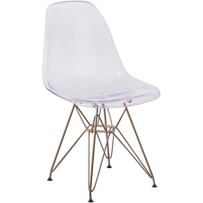 imageFlash Furniture Elon Series Ghost Chair with Gold Metal BaseSet of 2