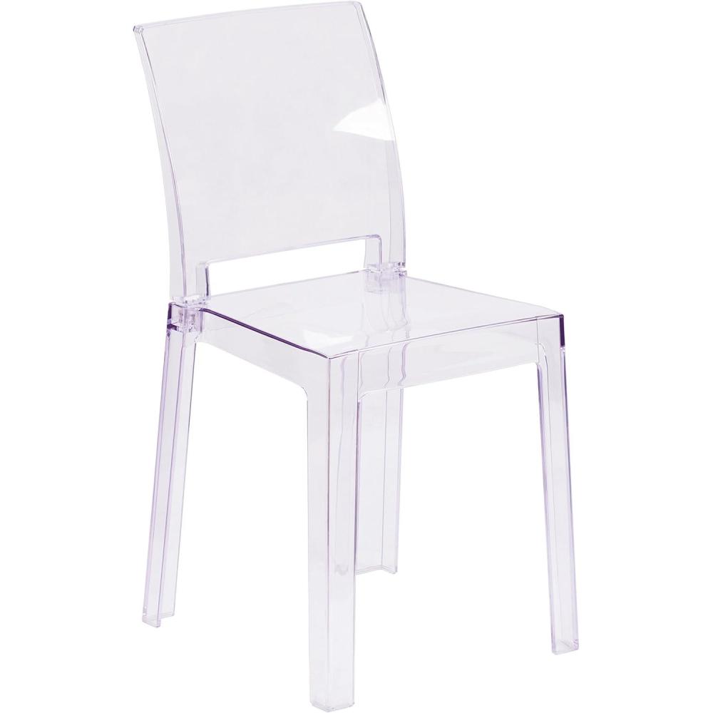 imageFlash Furniture Emilie Ghost Chair with Square Back in Transparent CrystalSet of 1