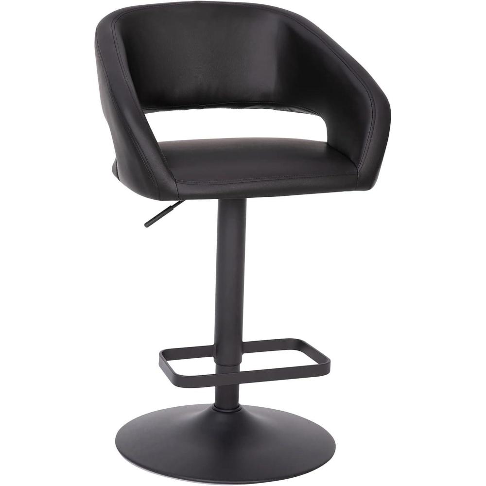 imageFlash Furniture Erik Contemporary Adjustable Height Barstool with Footrest and Rounded MidBack Upholstered Bar or Counter Height Stool GrayChromeBlack VinylBlack Frame