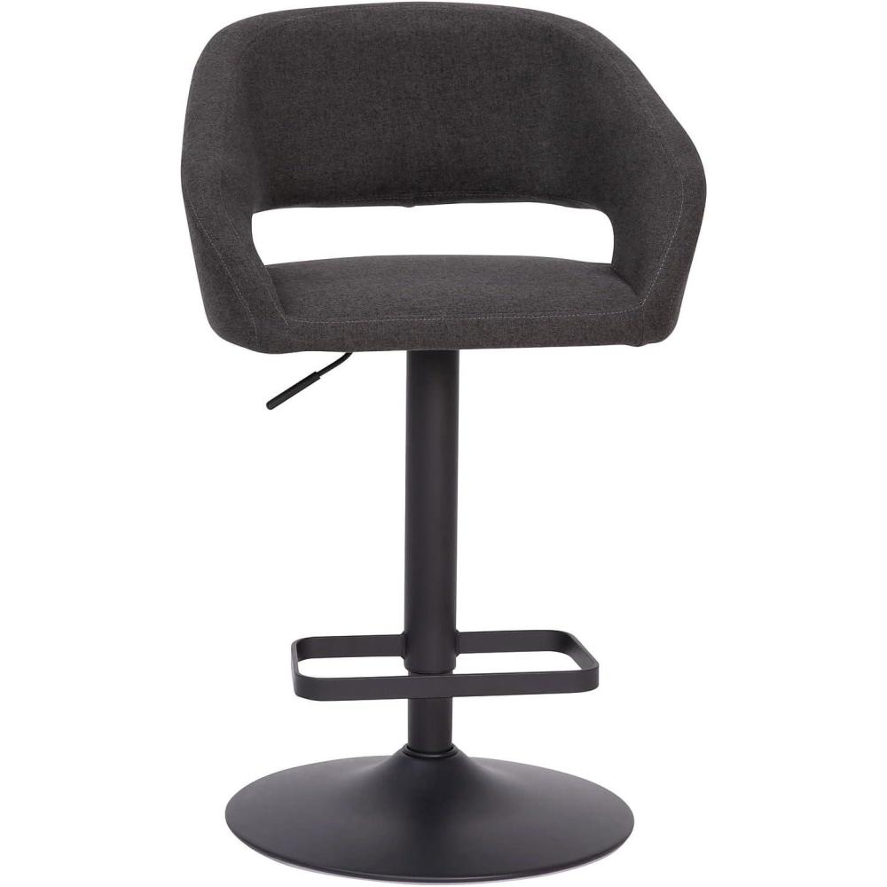 imageFlash Furniture Erik Contemporary Adjustable Height Barstool with Footrest and Rounded MidBack Upholstered Bar or Counter Height Stool GrayChromeCharcoal FabricBlack Frame