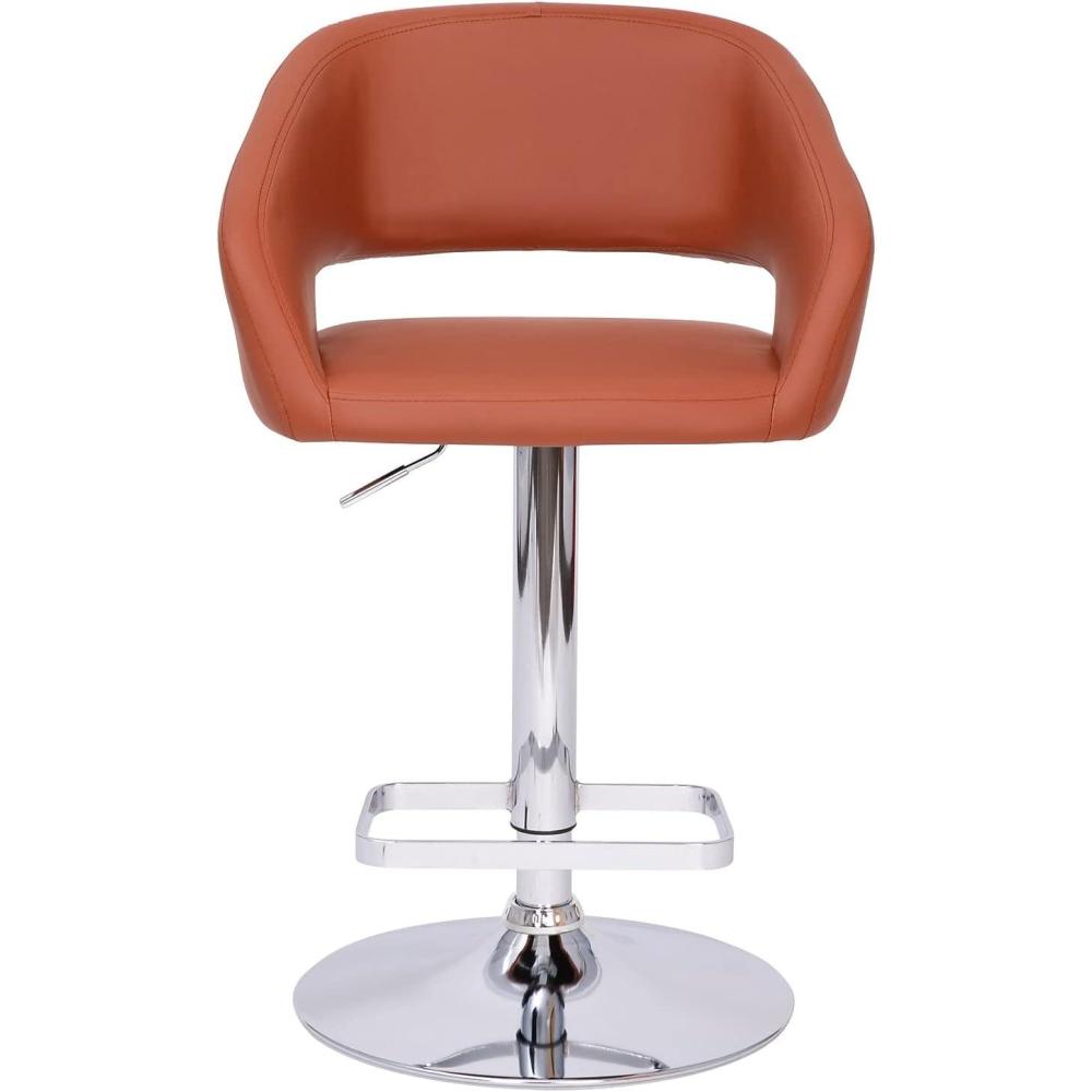 imageFlash Furniture Erik Contemporary Adjustable Height Barstool with Footrest and Rounded MidBack Upholstered Bar or Counter Height Stool GrayChromeCognac VinylChrome Frame