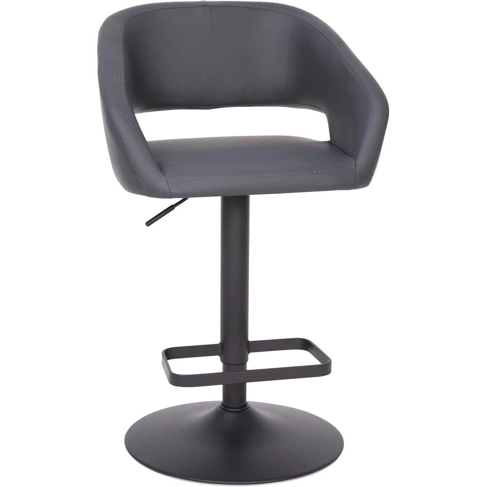 imageFlash Furniture Erik Contemporary Adjustable Height Barstool with Footrest and Rounded MidBack Upholstered Bar or Counter Height Stool GrayChromeGray VinylBlack Frame