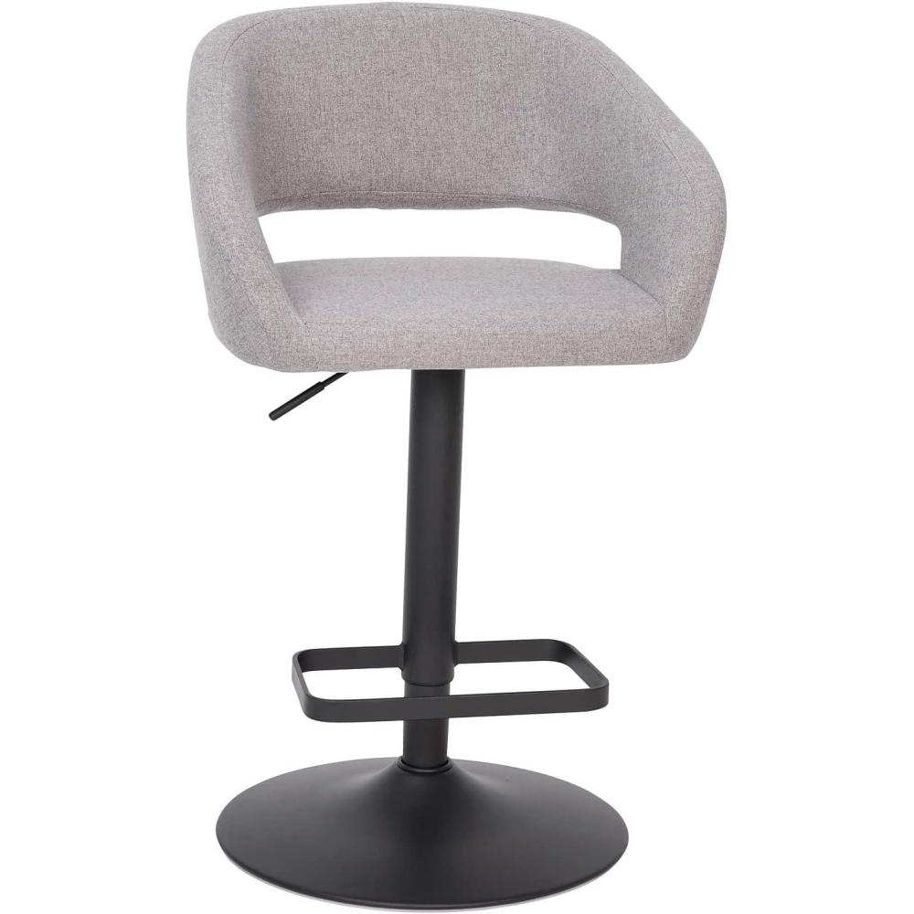 imageFlash Furniture Erik Contemporary Adjustable Height Barstool with Footrest and Rounded MidBack Upholstered Bar or Counter Height Stool GrayChromeGray FabricBlack Frame