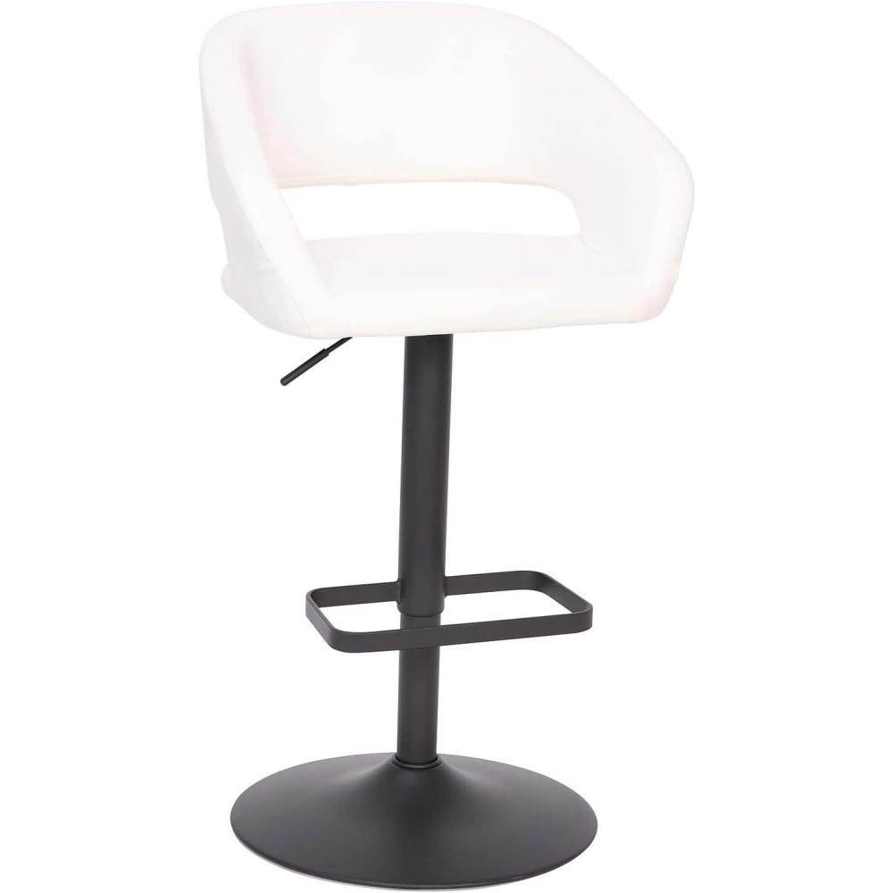 imageFlash Furniture Erik Contemporary Adjustable Height Barstool with Footrest and Rounded MidBack Upholstered Bar or Counter Height Stool GrayChromeWhite VinylBlack Frame