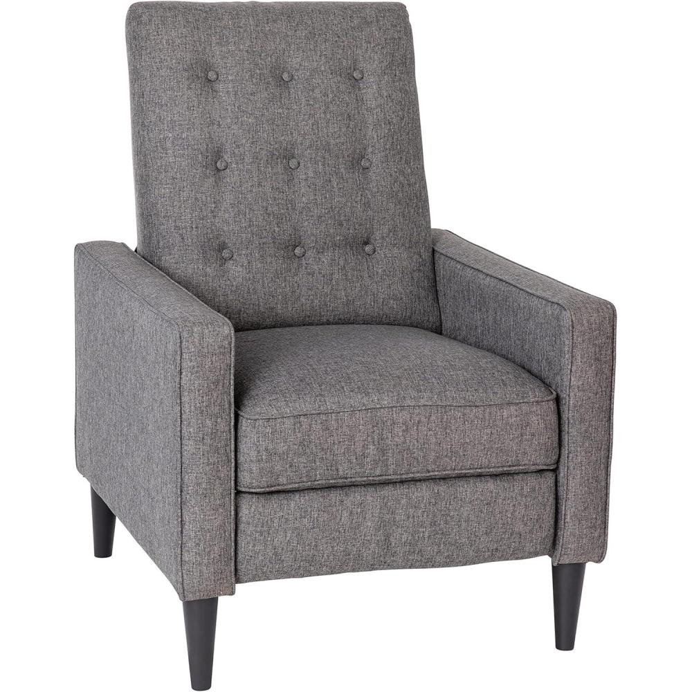 imageFlash Furniture Erza LeatherSoft Button Tufted Pushback Recliner MidCentury Modern Recliner Chair for Residential and Commercial Use Cognac BrownGrey