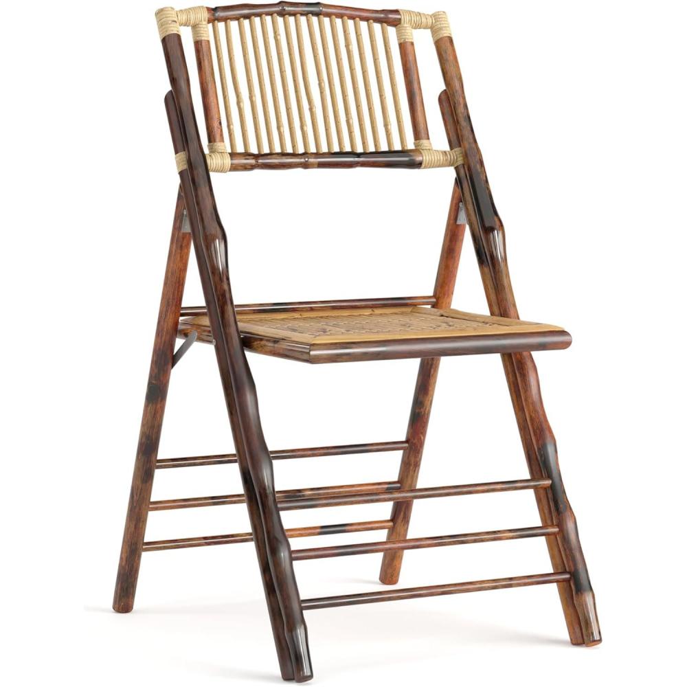 imageFlash Furniture Folding Bohemian Bamboo Chairs with Curved Backs Modern Bamboo Folding Dining Chairs 300 lb Static Weight Capacity Set of 4Set of 1