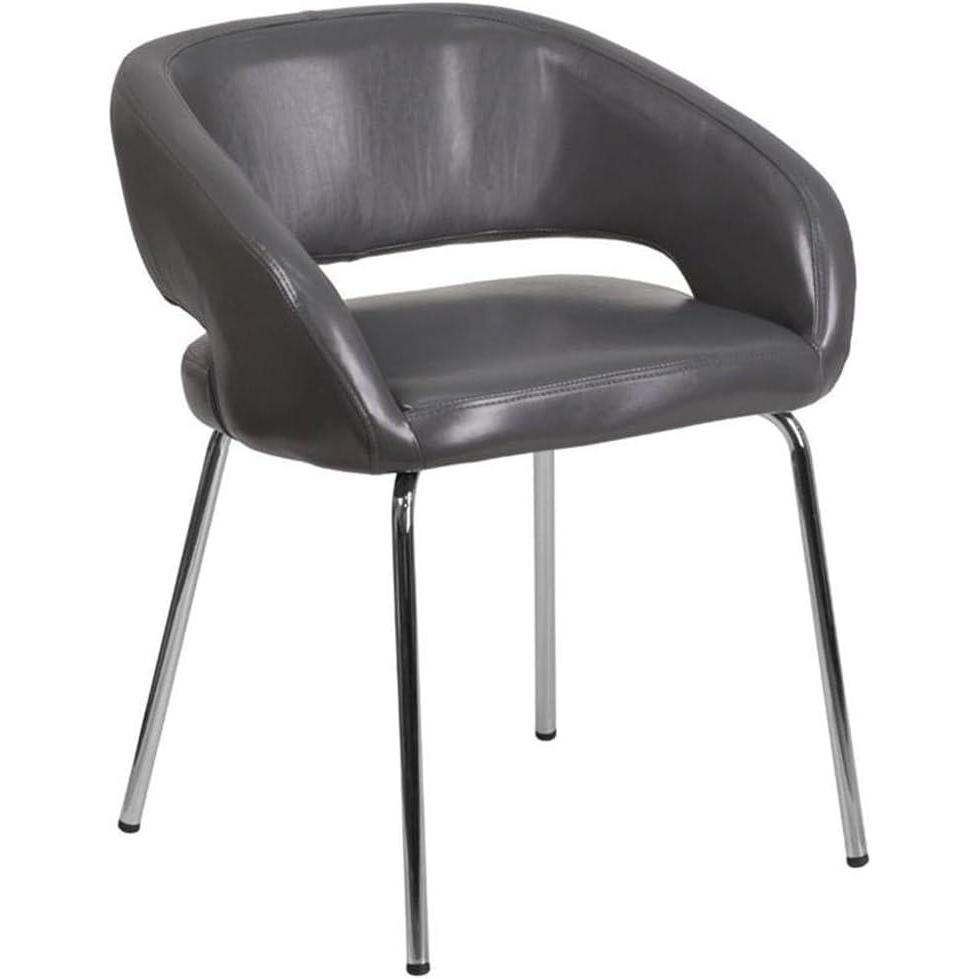 imageFlash Furniture Fusion Series LeatherSoft Upholstered Side Reception Chair Retro Padded Lounge Chair for Living Room or Office WhiteGrey