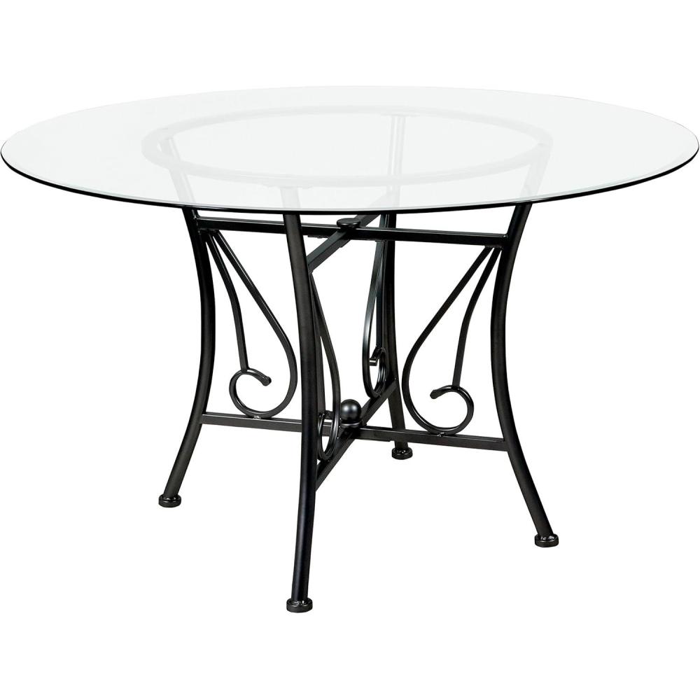 imageFlash Furniture Glass Dining Table 48 in ClearBlackBlack