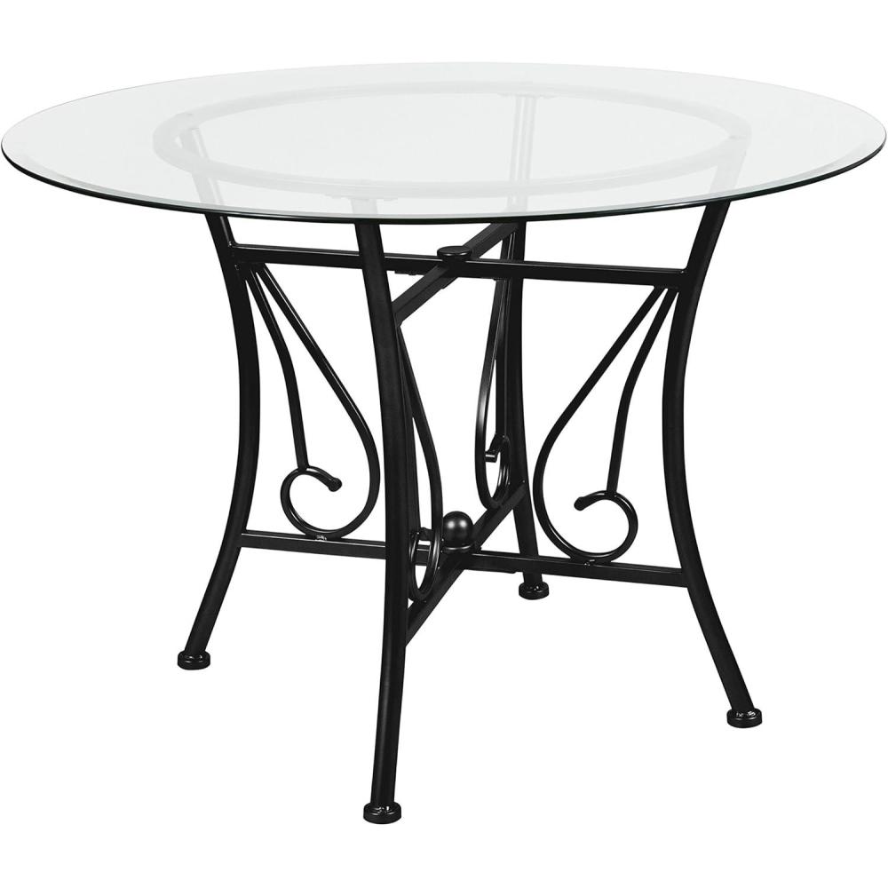 imageFlash Furniture Glass Dining Table 48 in ClearBlackClear TopBlack Frame