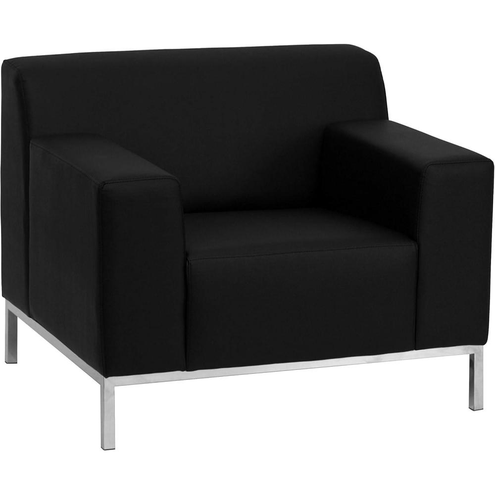imageFlash Furniture HERCULES Definity Series Contemporary Black LeatherSoft Chair with Stainless Steel FrameContemporary