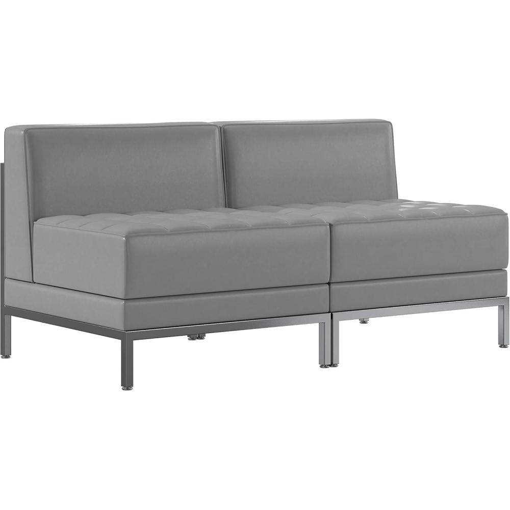 imageFlash Furniture HERCULES Imagination Series 2 Piece Gray LeatherSoft Waiting Room Lounge Set  Reception Bench2Piece Set
