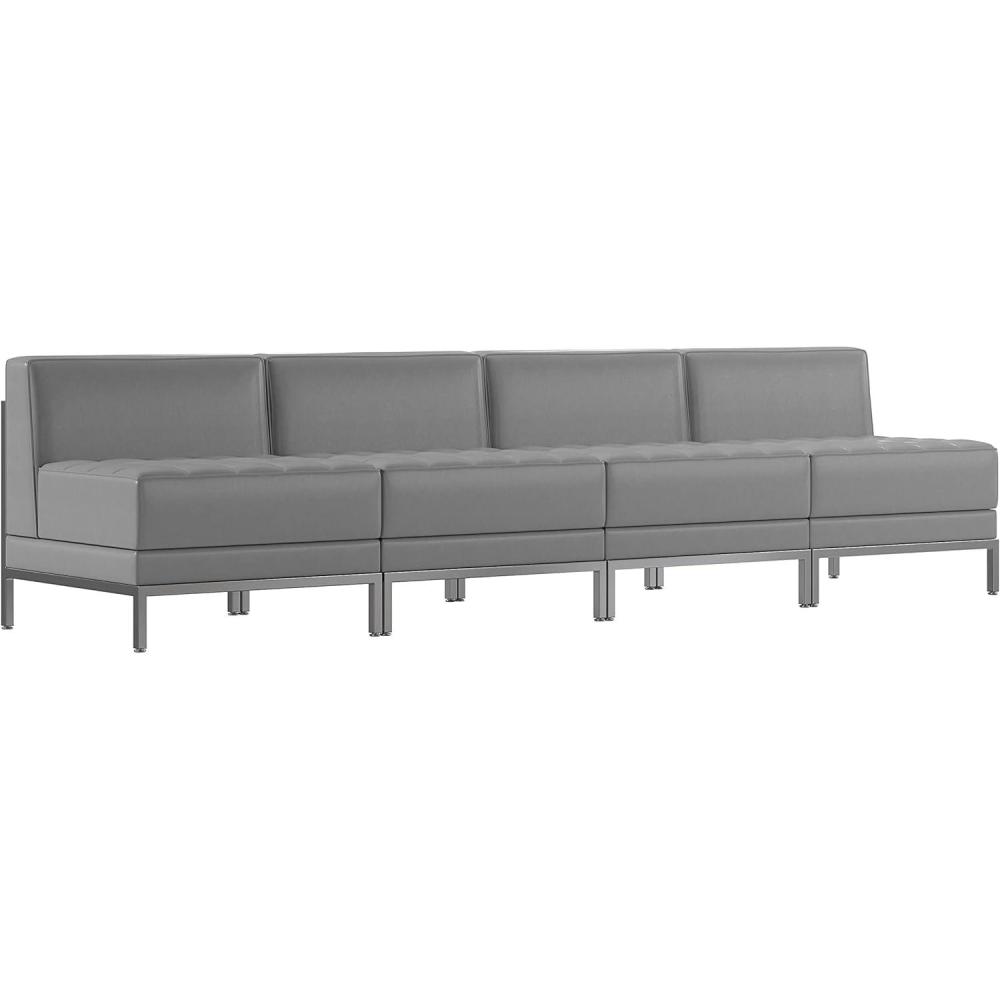 imageFlash Furniture HERCULES Imagination Series 2 Piece Gray LeatherSoft Waiting Room Lounge Set  Reception Bench4Piece Set