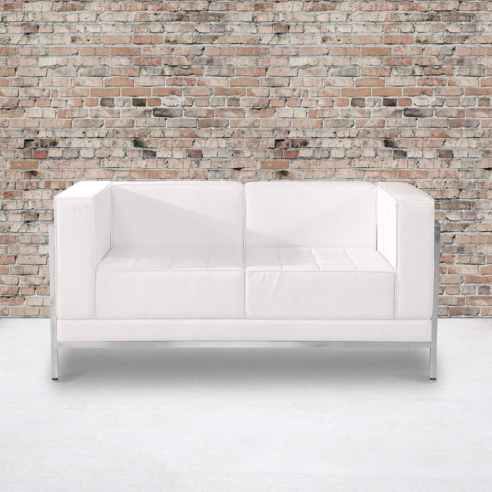 imageFlash Furniture HERCULES Imagination Series Contemporary White LeatherSoft Loveseat with Encasing FrameMelrose White