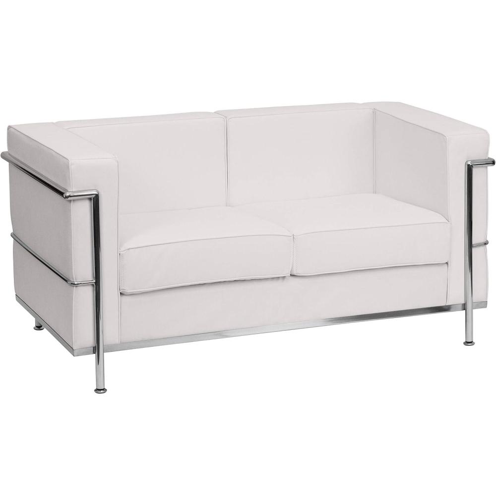 imageFlash Furniture HERCULES Regal Series Contemporary White LeatherSoft Loveseat with Encasing FrameMelrose White