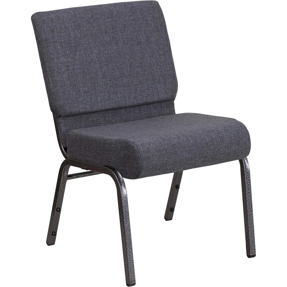 imageFlash Furniture HERCULES Series 21W Stacking Church Chair in Black Dot Patterned Fabric Gold Vein FrameDark Gray FabricSilver Vein Frame