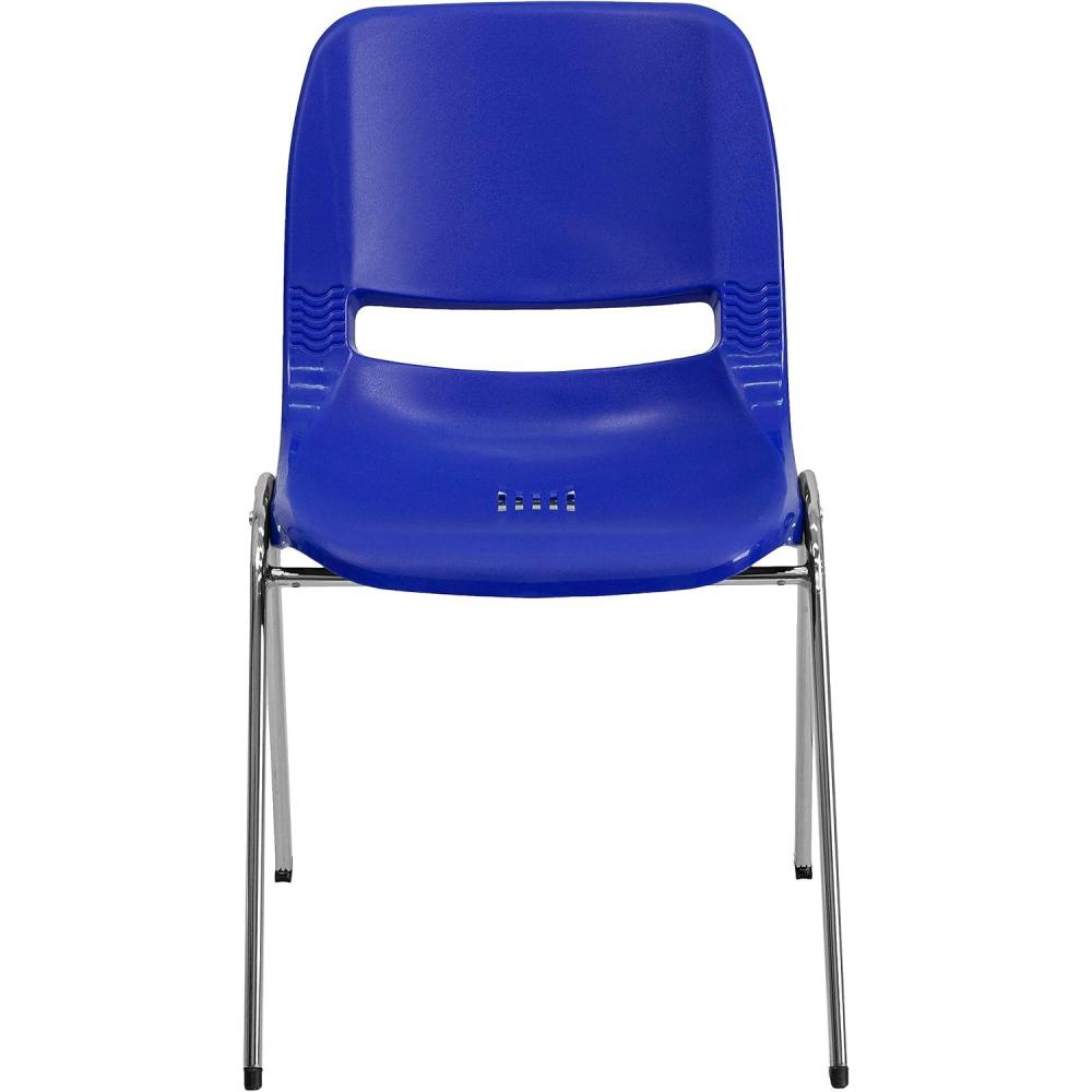 imageFlash Furniture HERCULES Series 661 lb Capacity Black Ergonomic Shell Stack Chair with Black Frame and 16 Seat HeightNavy PlasticChrome Frame