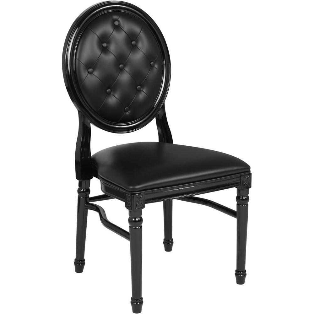 imageFlash Furniture HERCULES Series 900 lb Capacity King Louis Chair with Tufted Back Black Vinyl Seat and Black FrameTufted Black VinylBlack Frame