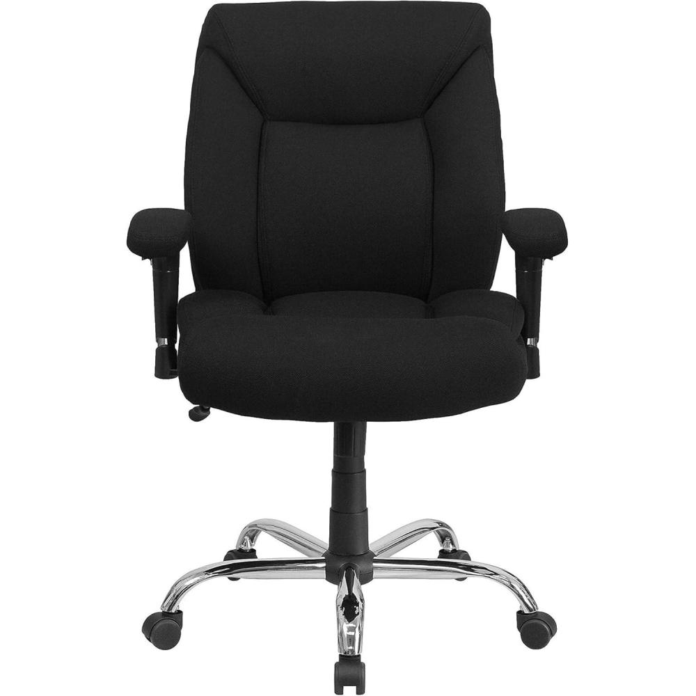 imageFlash Furniture HERCULES Series Big ampamp Tall 400 lb Rated Black LeatherSoft Deep Tufted Ergonomic Task Office Chair with Adjustable ArmsBlack Fabric