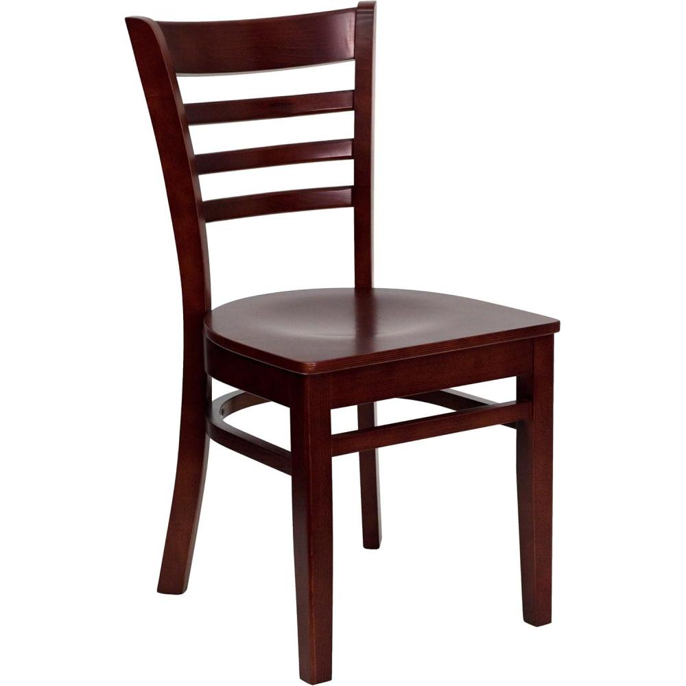 imageFlash Furniture HERCULES Series Ladder Back Mahogany Wood Restaurant Chair Burgundy Vinyl SeatMahogany Wood SeatMahogany Wood Frame