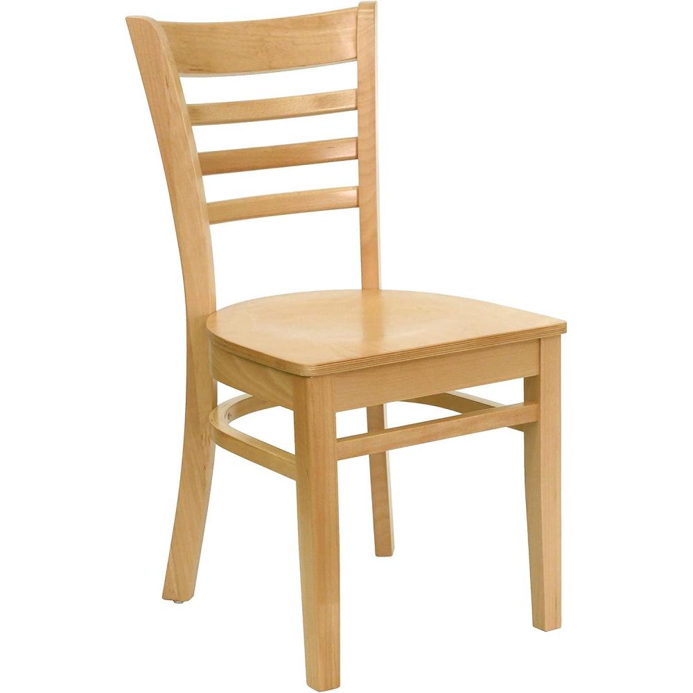imageFlash Furniture HERCULES Series Ladder Back Mahogany Wood Restaurant Chair Burgundy Vinyl SeatNatural Wood SeatNatural Wood Frame
