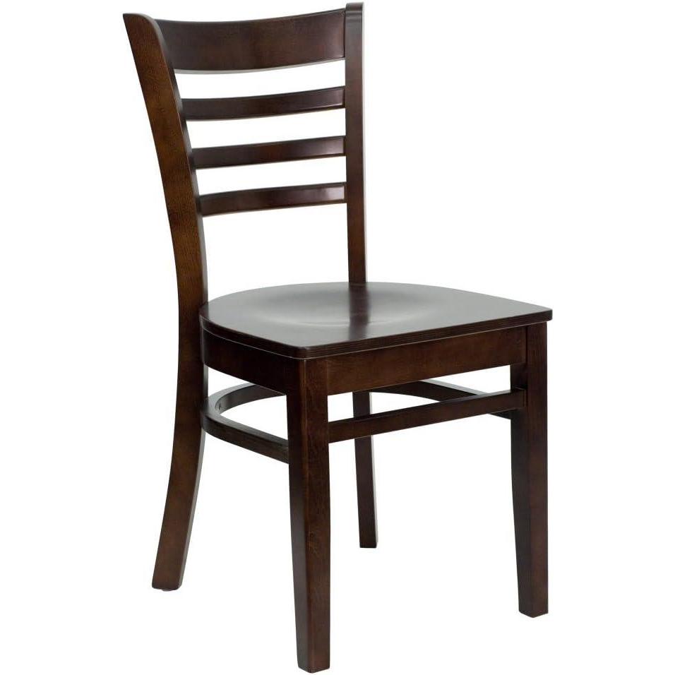 imageFlash Furniture HERCULES Series Ladder Back Mahogany Wood Restaurant Chair Burgundy Vinyl SeatWalnut Wood SeatWalnut Wood Frame
