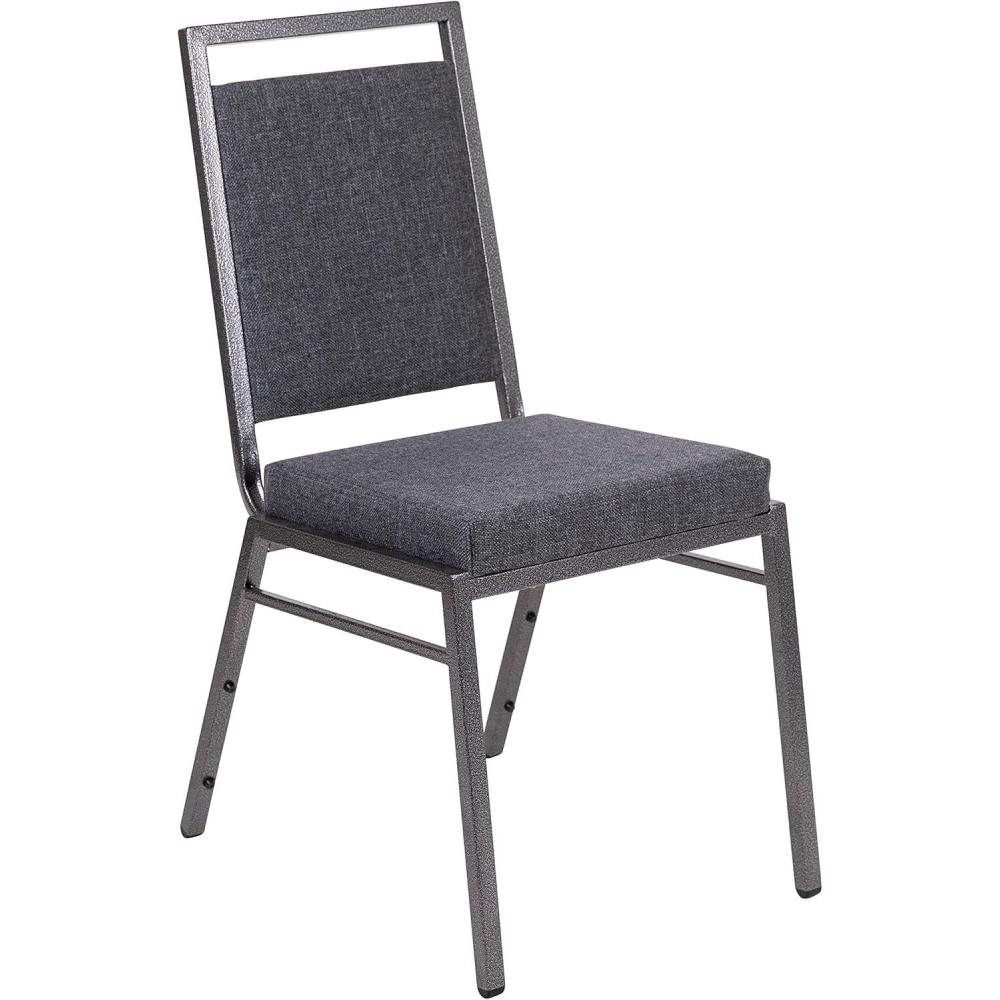 imageFlash Furniture HERCULES Series Square Back Stacking Banquet Chair in Dark Gray Fabric with Silvervein FrameDark Gray FabricSilver Vein Frame