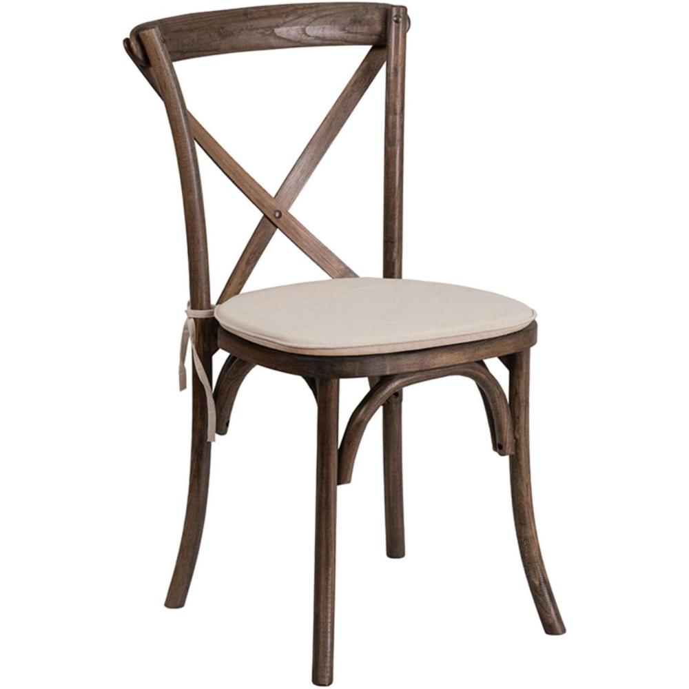 imageFlash Furniture HERCULES Series Stackable Early American Wood Cross Back Chair with CushionEarly American