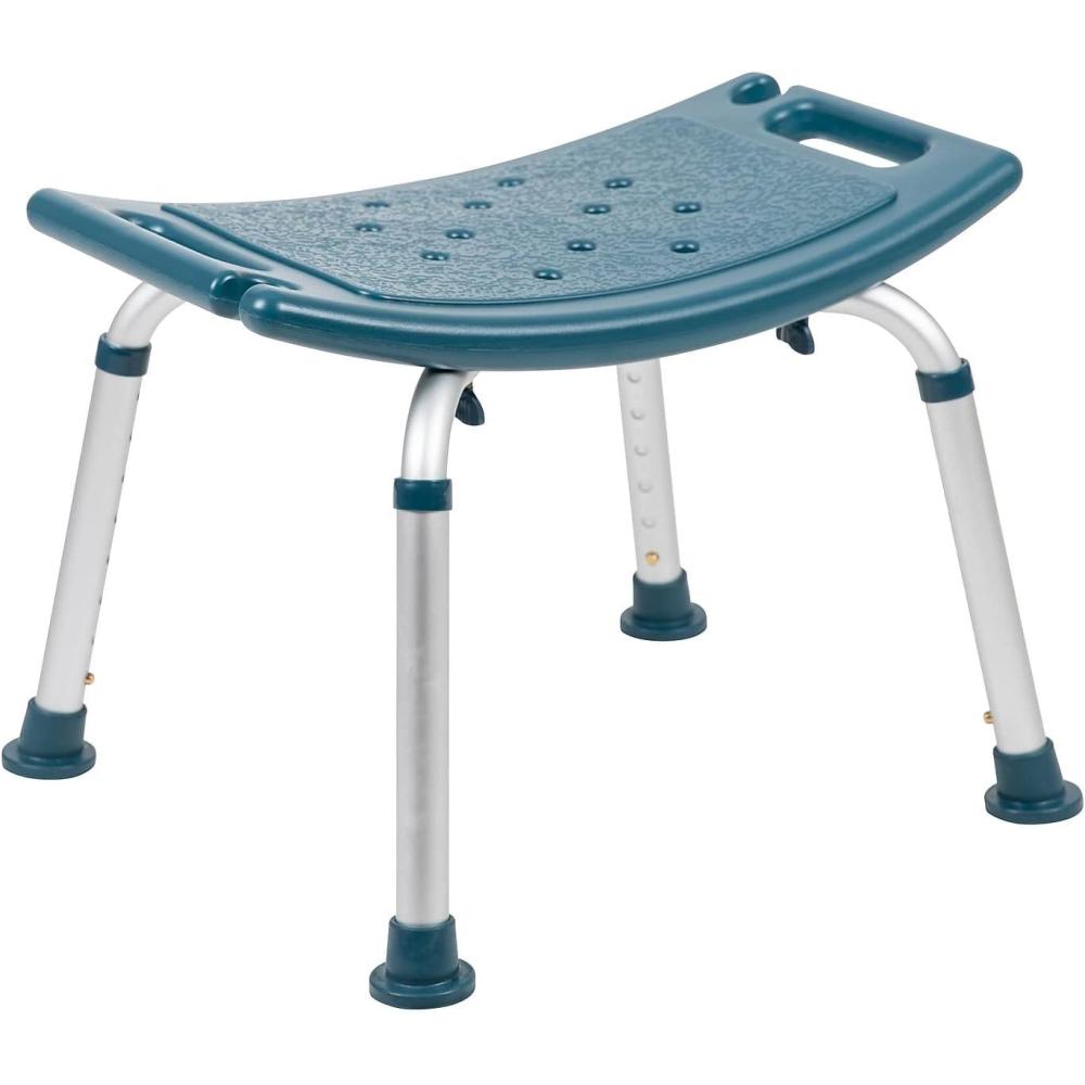 imageFlash Furniture HERCULES Series ToolFree and Quick Assembly 300 Lb Capacity Adjustable Gray Bath ampamp Shower Chair with Extra Large BackNavy