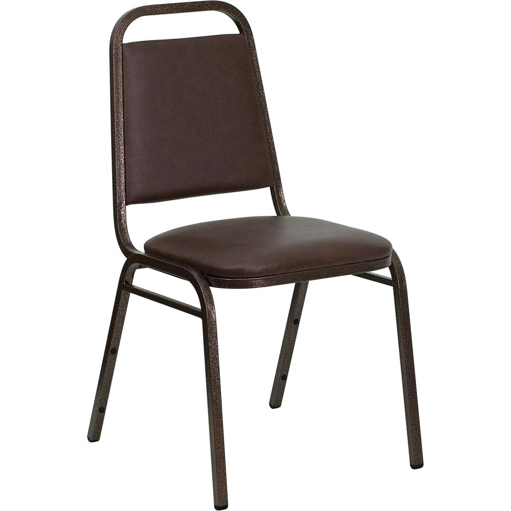 imageFlash Furniture HERCULES Series Trapezoidal Back Stacking Banquet Chair in Burgundy Vinyl Silver Vein FrameBrown VinylCopper Vein Frame