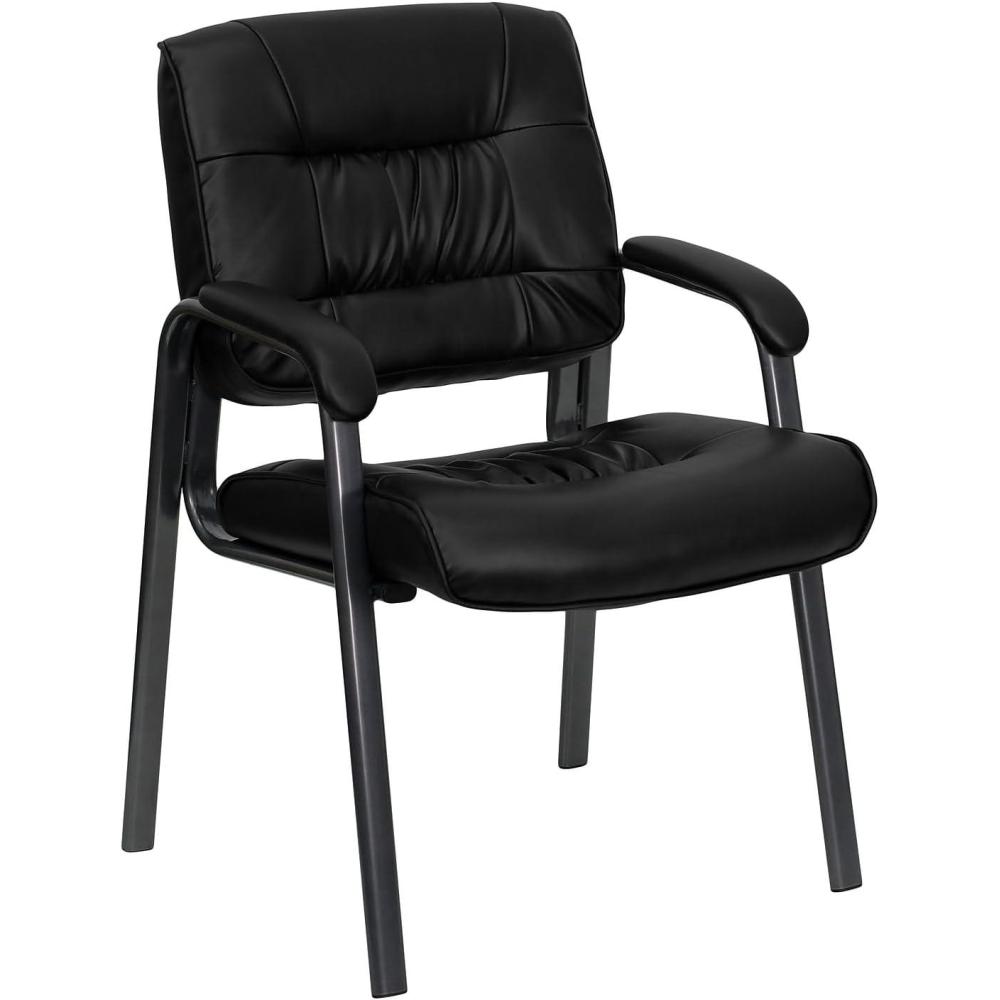 imageFlash Furniture Haeger White LeatherSoft Executive Side Reception Chair with Black Metal FrameBlack LeathersoftTitanium Frame