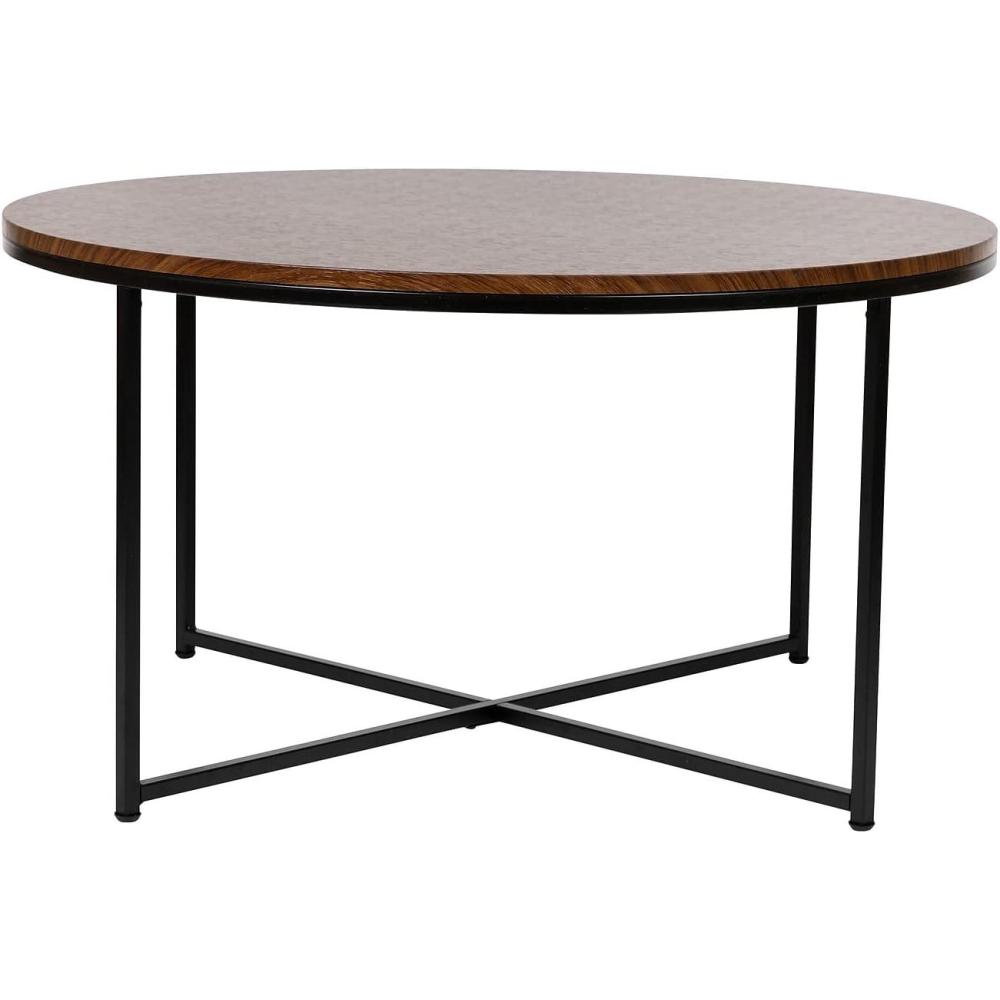 imageFlash Furniture Hampstead Collection Coffee Table  Modern White Marble Finish Coffee Table  Crisscross Brushed Gold FrameWalnutMatte Black