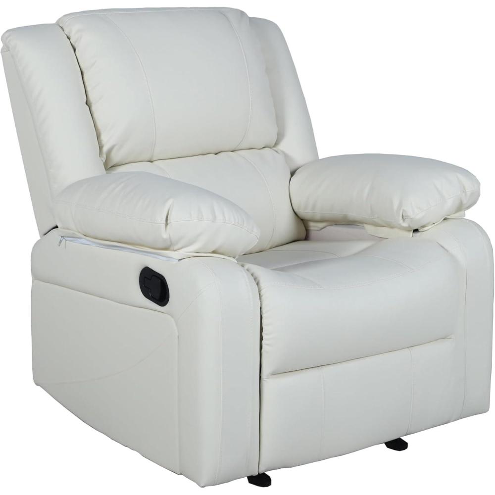 imageFlash Furniture Harmony Series Black LeatherSoft ReclinerCream Leathersoft