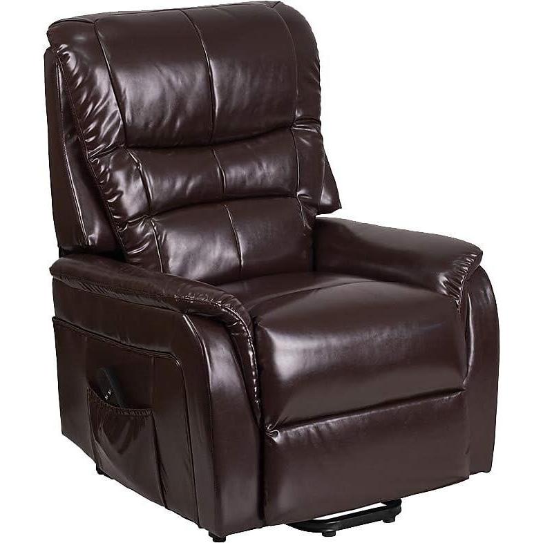 imageFlash Furniture Hercules Cognac LeatherSoft Power Lift Recliner for ElderlyBrown Leathersoft