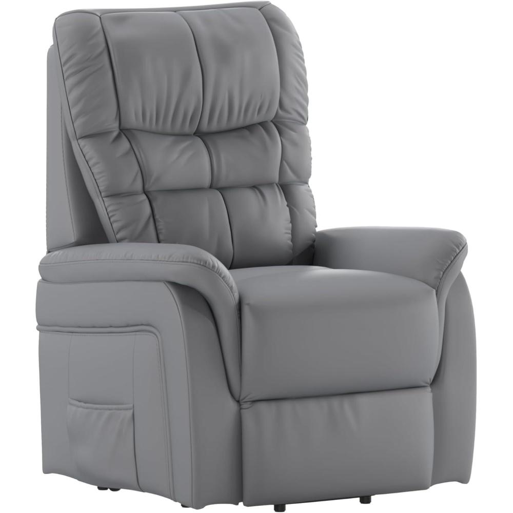 imageFlash Furniture Hercules Cognac LeatherSoft Power Lift Recliner for ElderlyGray Leathersoft