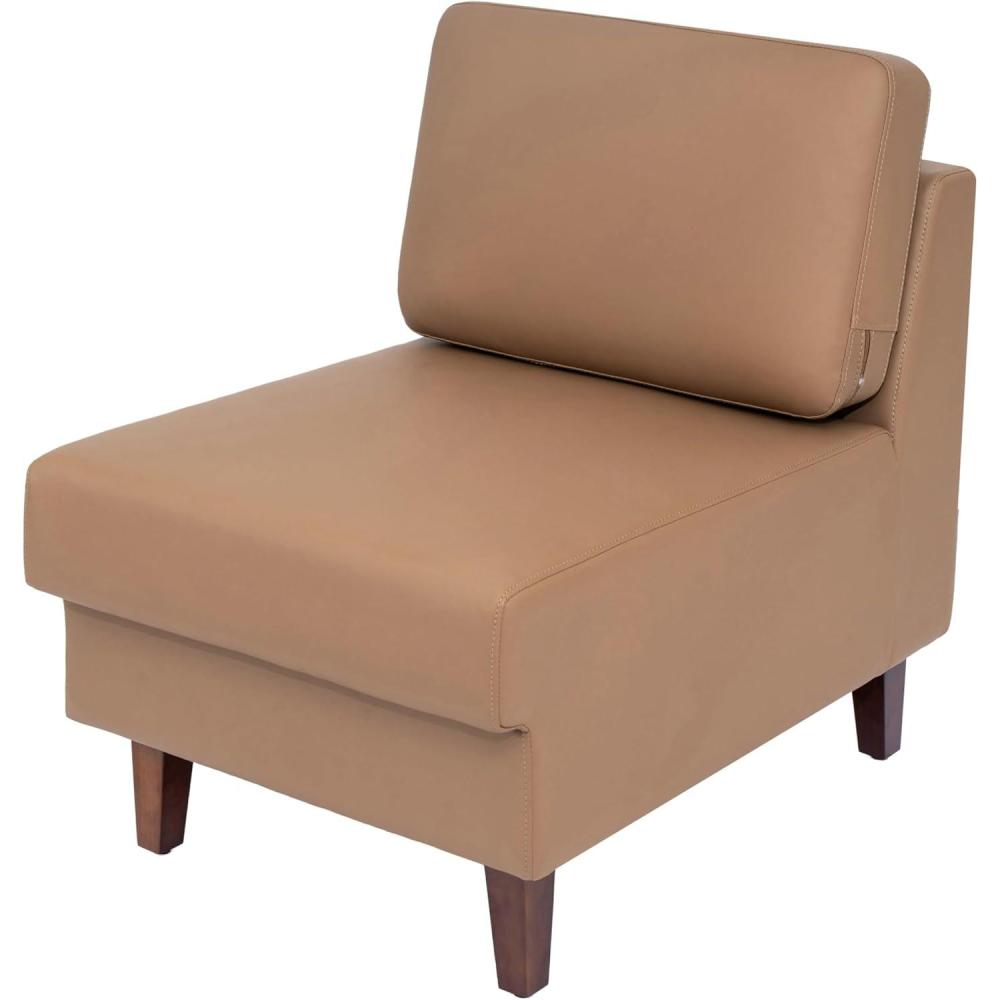 imageFlash Furniture Hercules Artemis Commercial Modular Middle Chair for Reception and Lobby Areas with Solid Wood Legs Black LeatherSoftCognac
