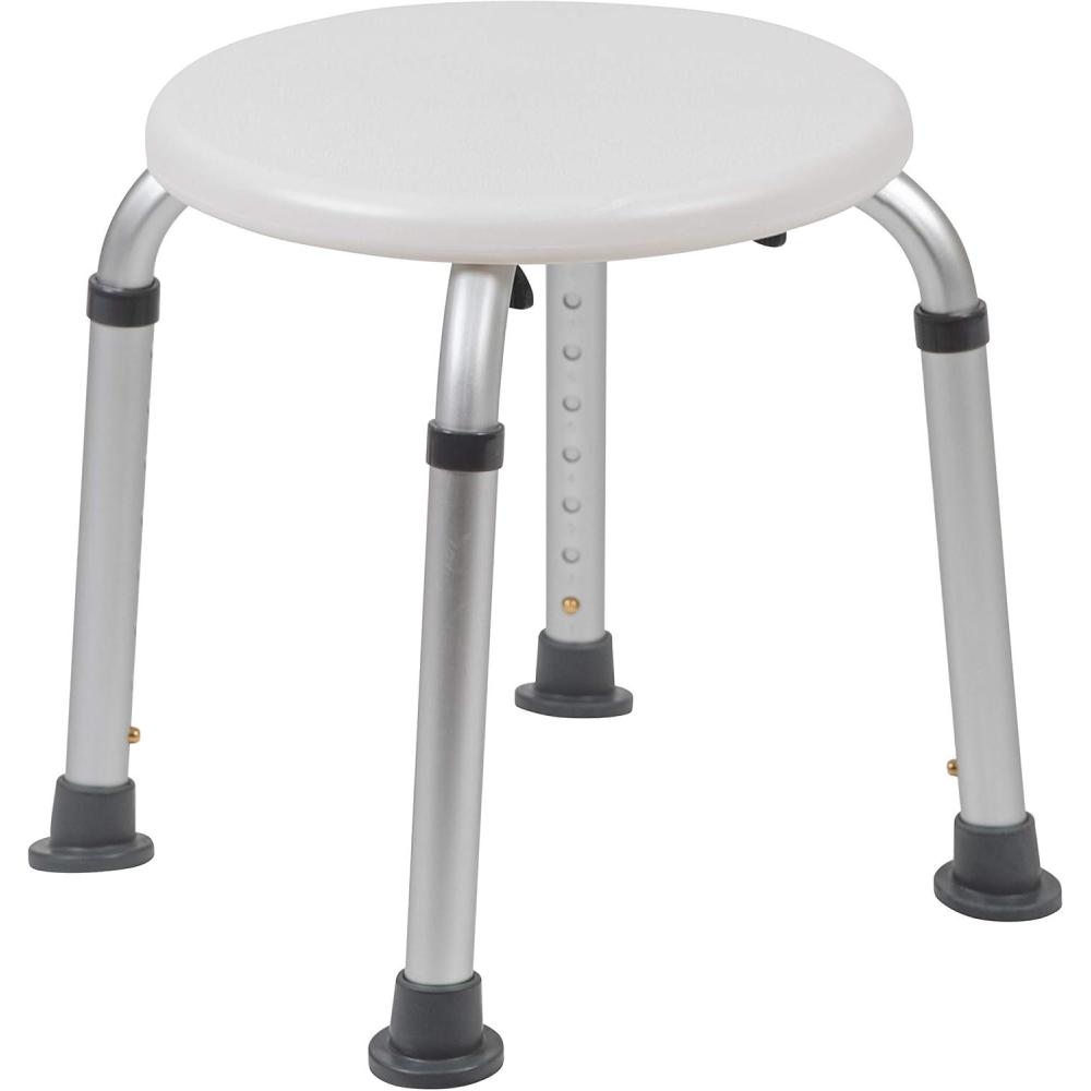 imageFlash Furniture Hercules Series Aluminum Bath and Shower Chair with Adjustable Height AntiSlip Medical Chair 300 lb Static Weight Capacity GrayWhite