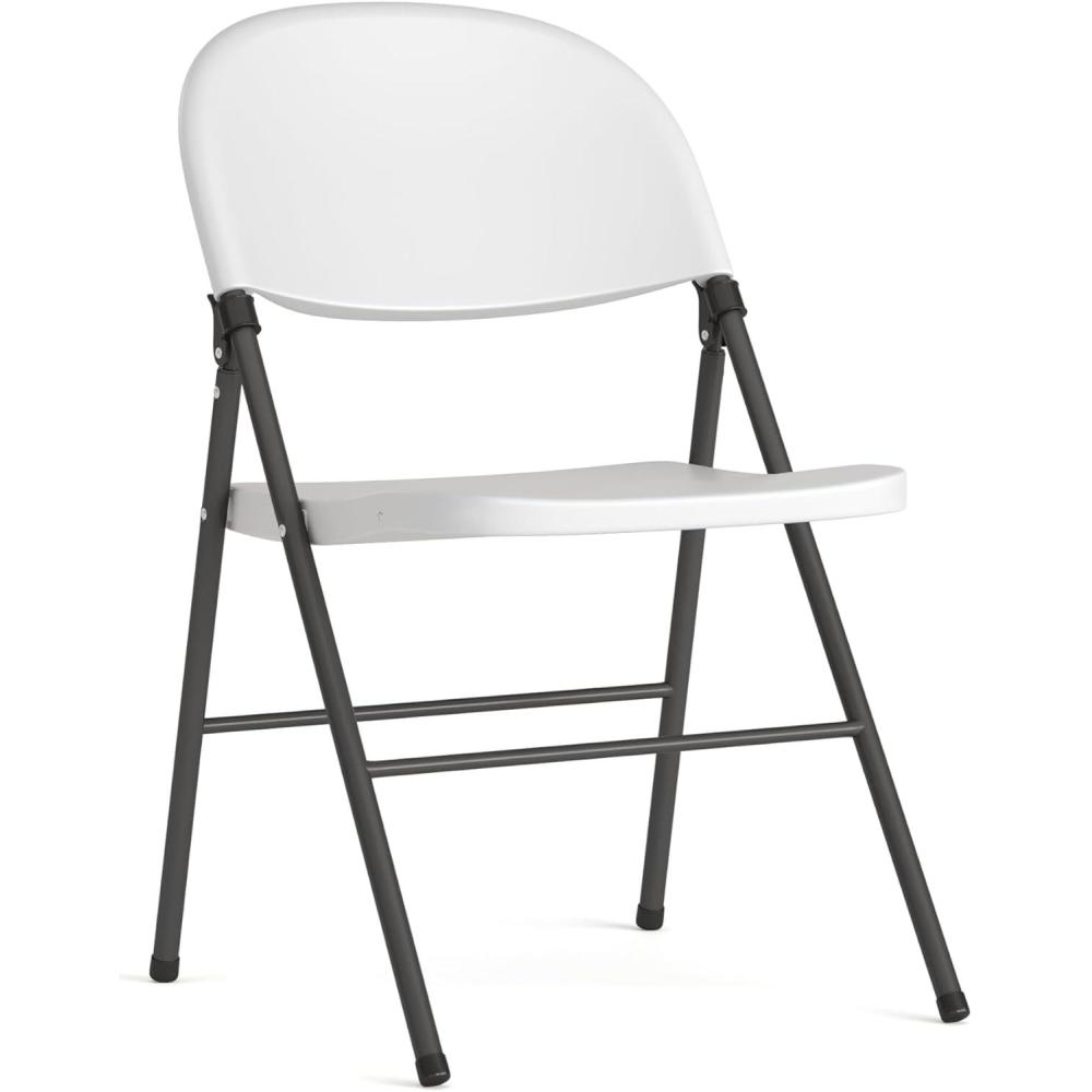 imageFlash Furniture Hercules Series Plastic Folding Chairs Lightweight Commercial Event Chairs with 330lb Static Weight Capacity Set of 4 WhiteWhiteCharcoal Frame