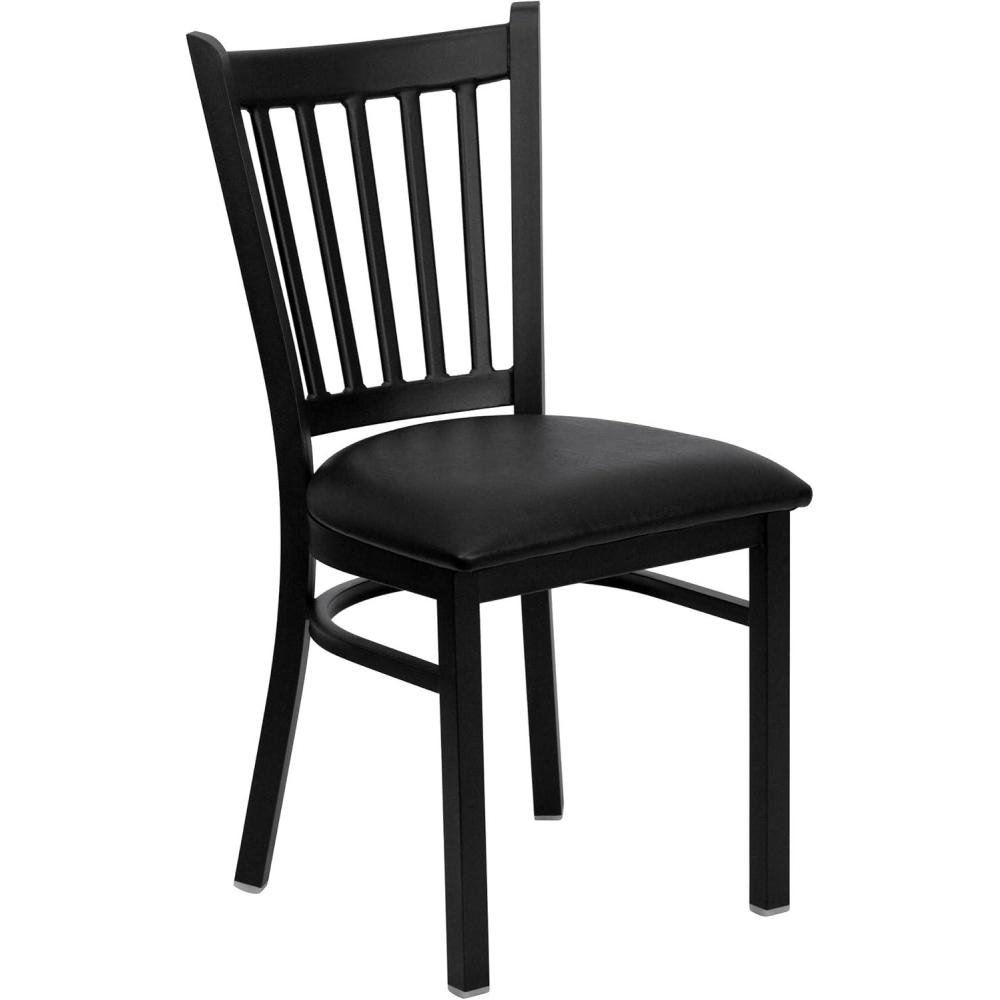 imageFlash Furniture Hercules Series Vertical Back Metal Restaurant Chairs Upholstered Armless Dining Chairs for RestaurantsKitchens Set of 2 BlackBlack