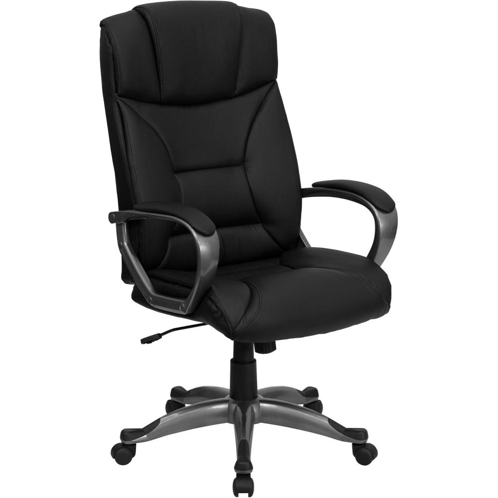 imageFlash Furniture High Back Black LeatherSoft Executive Swivel Office Chair with Arms 4925 x 2625 x 25