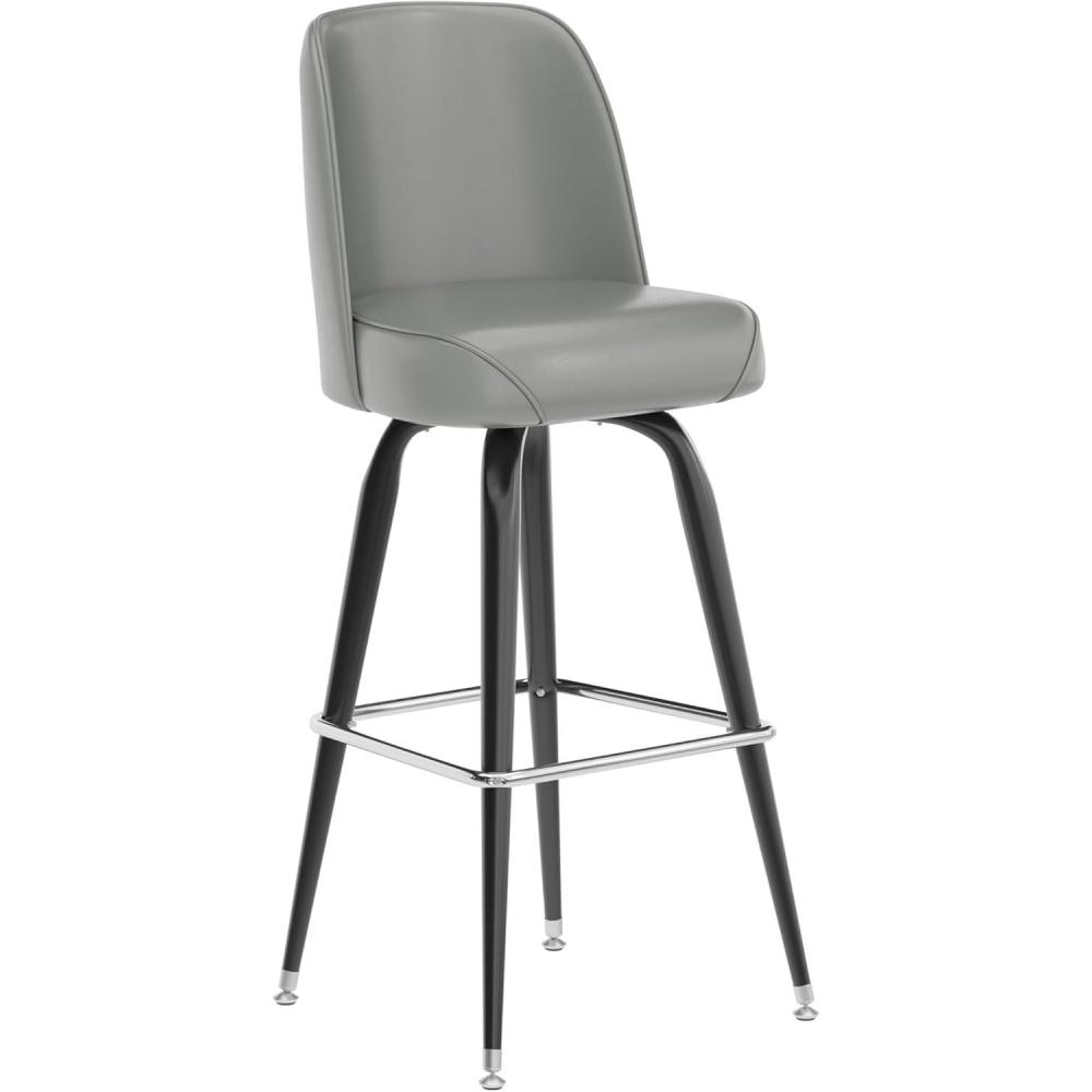 imageFlash Furniture James 2 Pack Metal Barstool with Upholstered Swivel BucketSeat and Integrated FootrestGrey