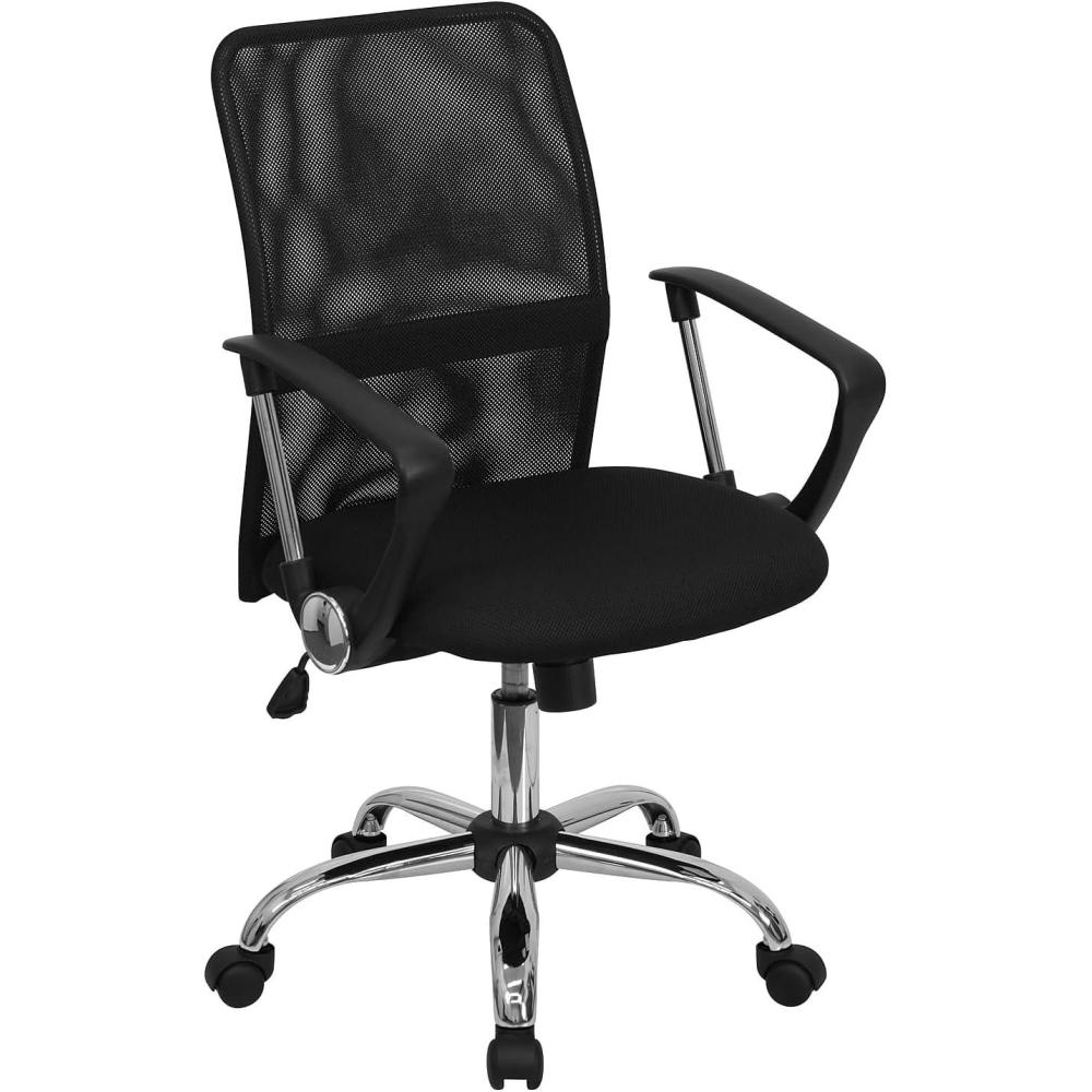 imageFlash Furniture Jenkins MidBack Black Mesh Swivel Task Office Chair with Lumbar Support Band and Arms