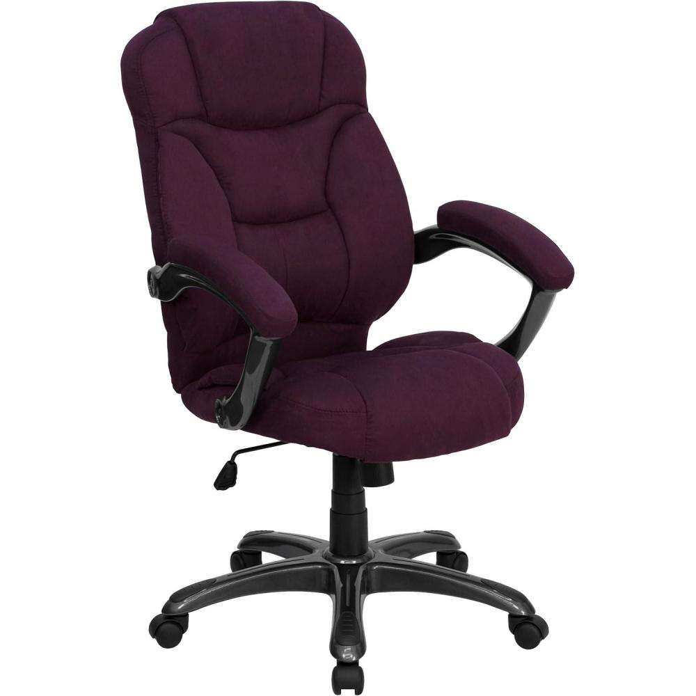 imageFlash Furniture Jessie High Back Brown Microfiber Contemporary Executive Swivel Ergonomic Office Chair with ArmsGrape Microfiber