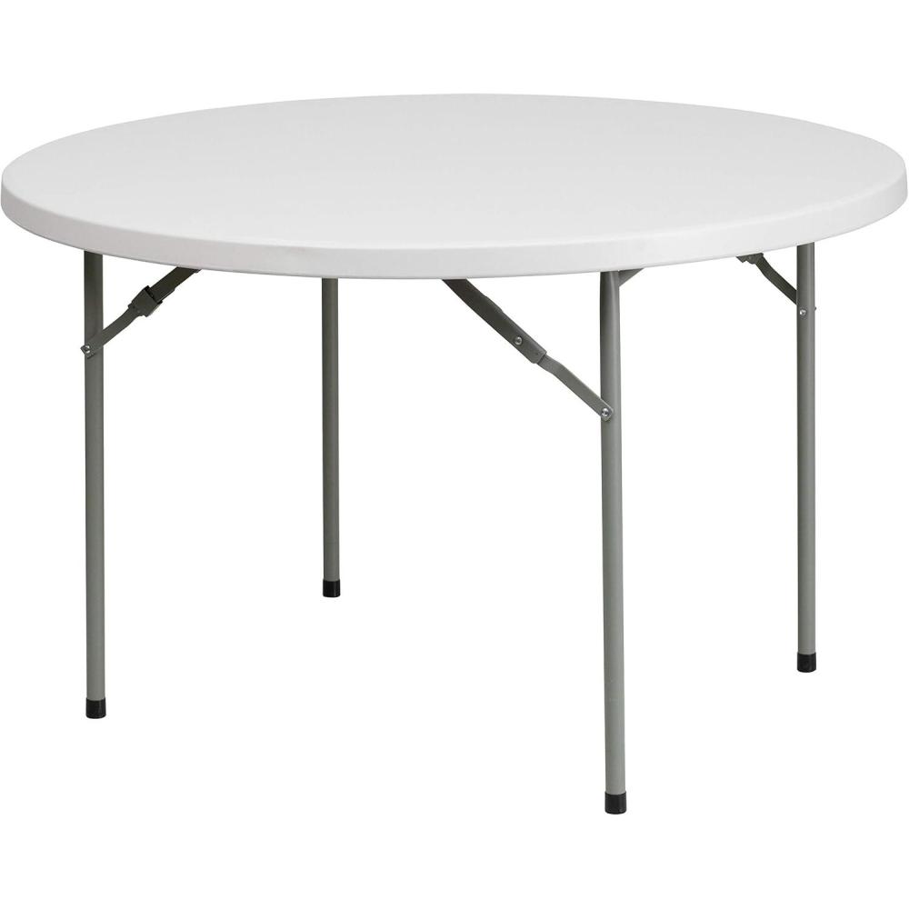imageFlash Furniture Kathryn 4 Round Plastic Folding Event Table for Parties and Trade Shows Portable IndoorOutdoor Event Banquet Table White