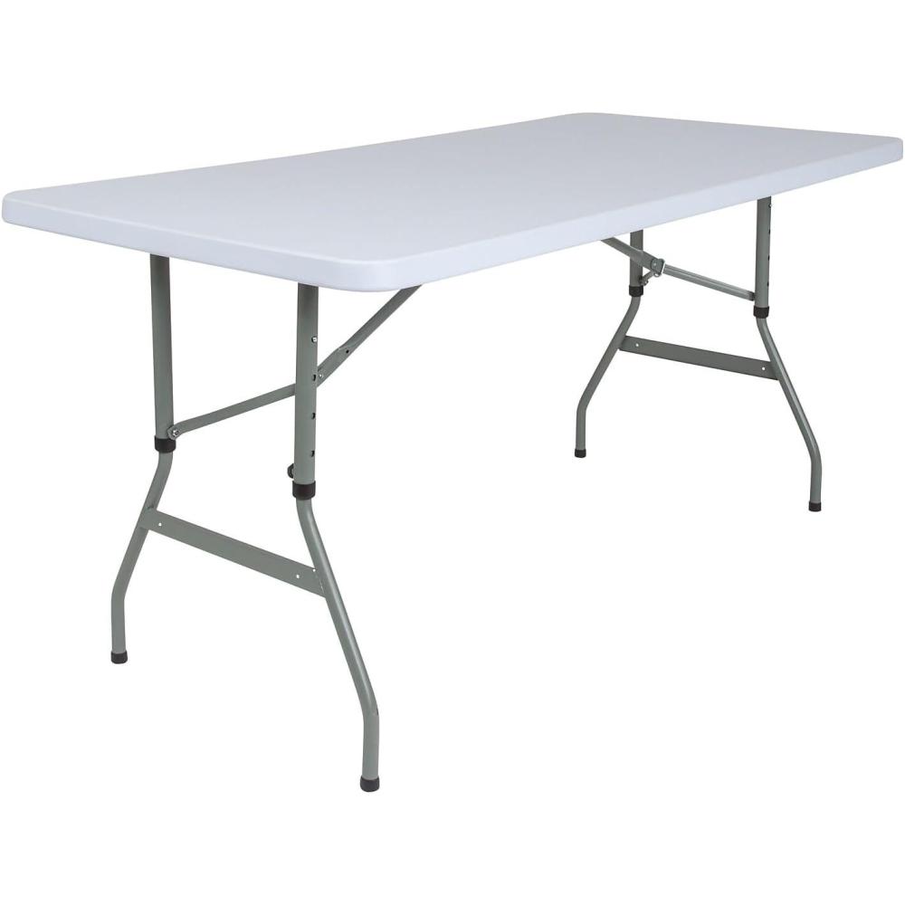 imageFlash Furniture Kathryn 493Foot Height Adjustable Granite White Plastic Folding Table