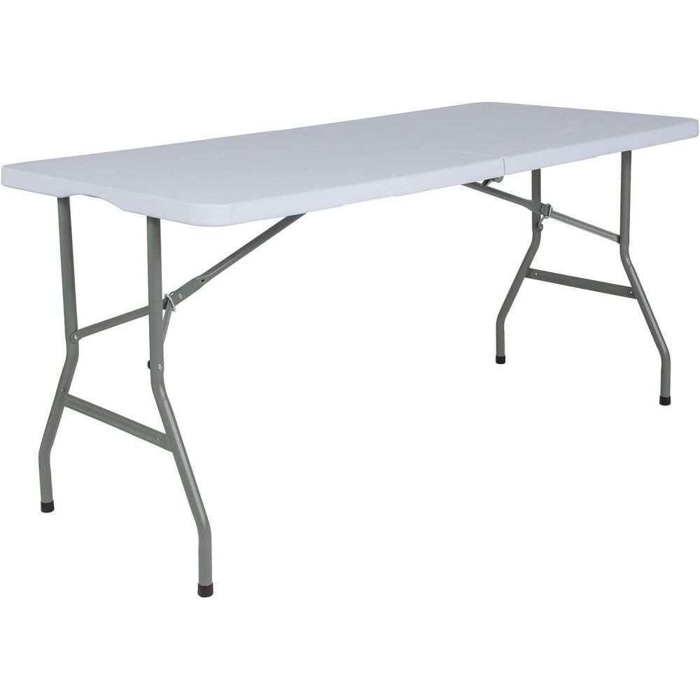 imageFlash Furniture Kathryn 497Foot BiFold Granite White Plastic Folding Table