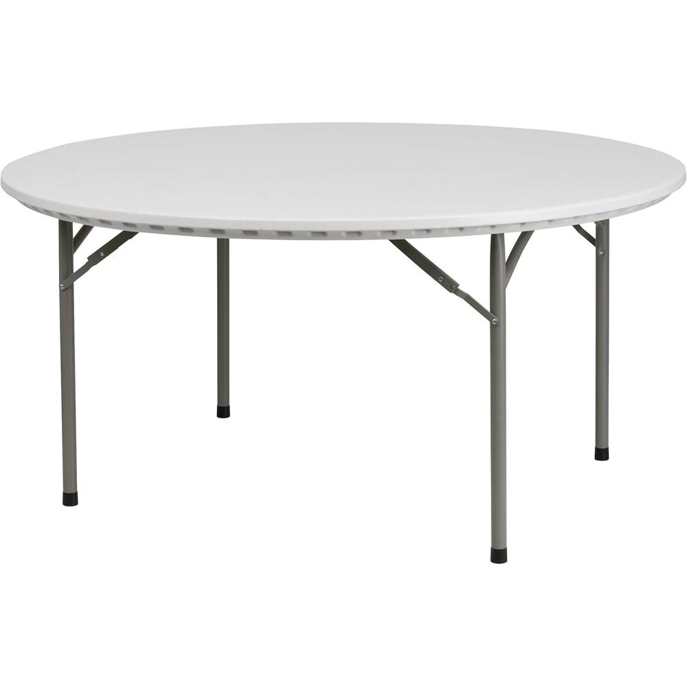 imageFlash Furniture Kathryn 5Foot Round Granite White Plastic Folding Table Commercial Grade Round Table for 8 Guests